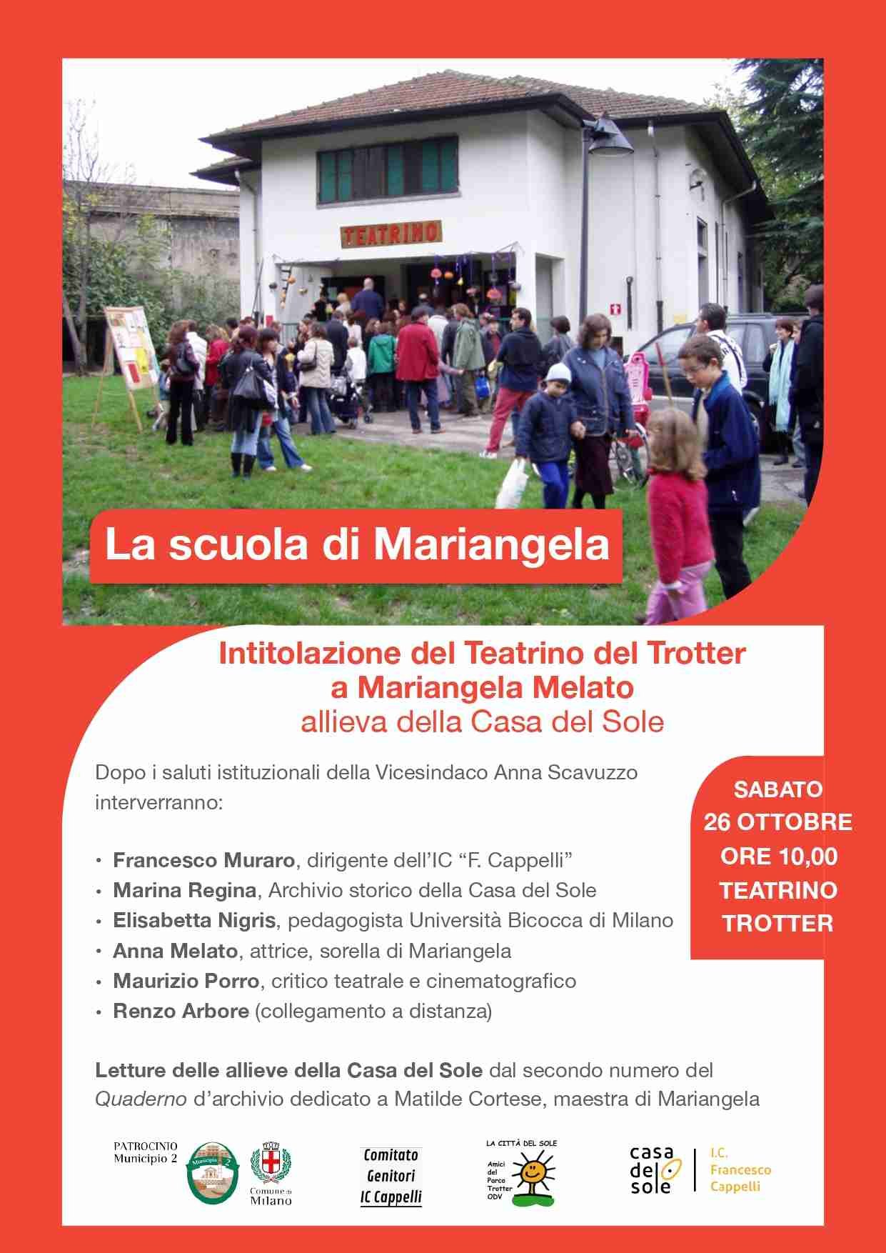 Il TEATRINO DEL TROTTER INTITOLATO A MARIANGELA MELATO
